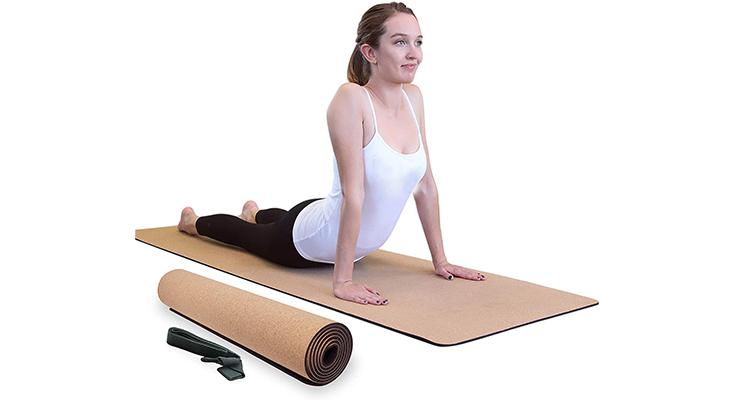 Extra breite braune TPE-Yogamatte aus Kork