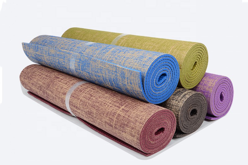 Bunte Jute 5 mm Dicke PVC-Yoga-Großhandelsmatte